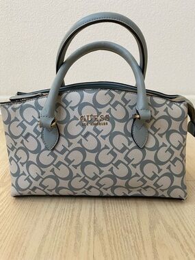 Guess Light Blue Monogram Satchel